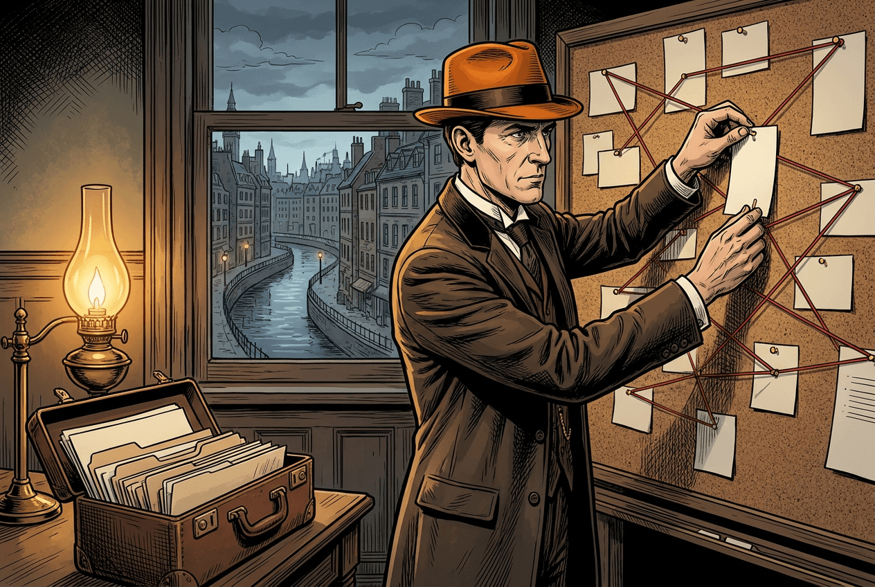 Landscape portrait of Watson, the Detective, at his ledger