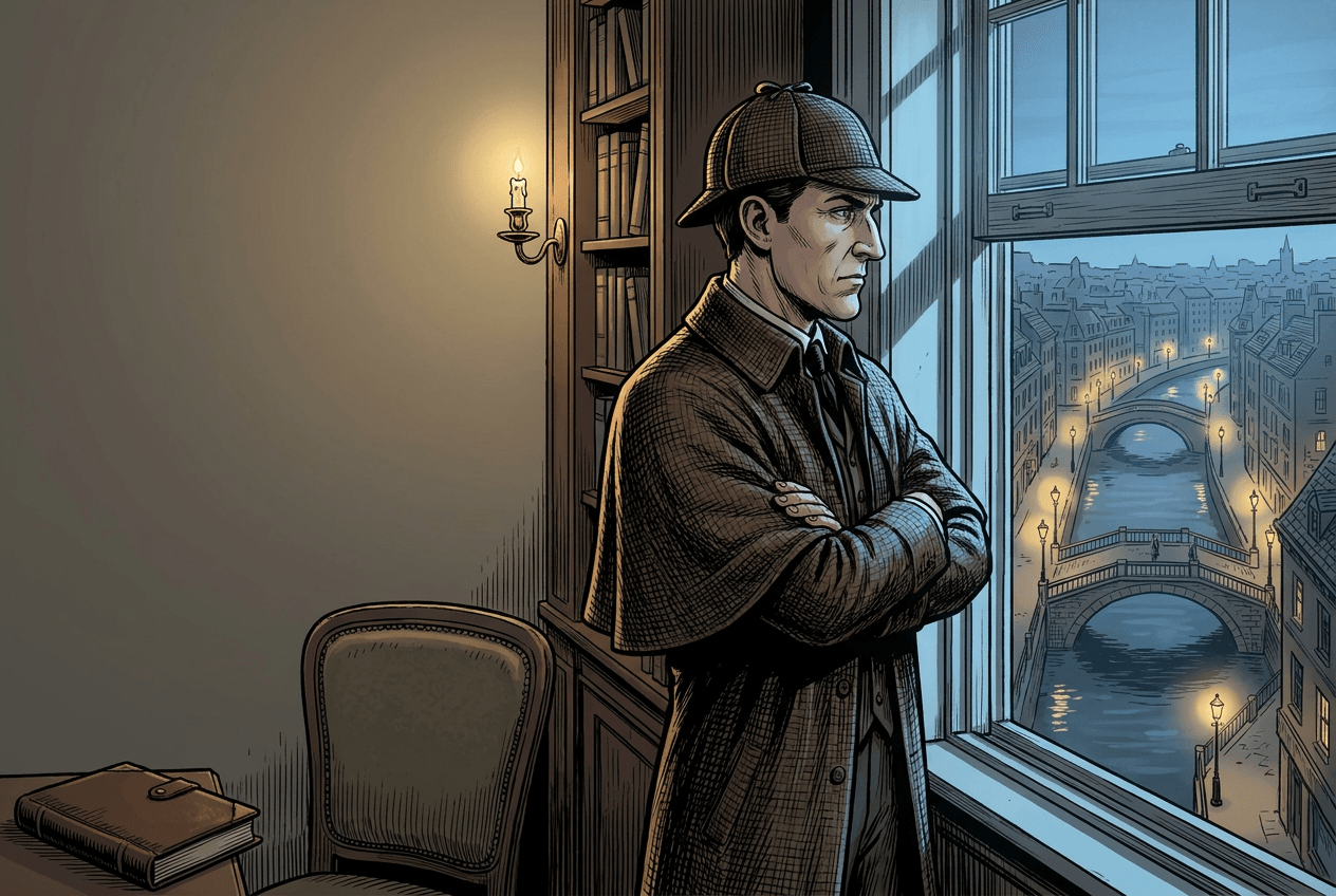 Landscape portrait of Sherlock, the Watcher, observing quietly